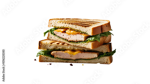 A Grilled Turkey Panini Isolated on a transparent background. Ai generative photo