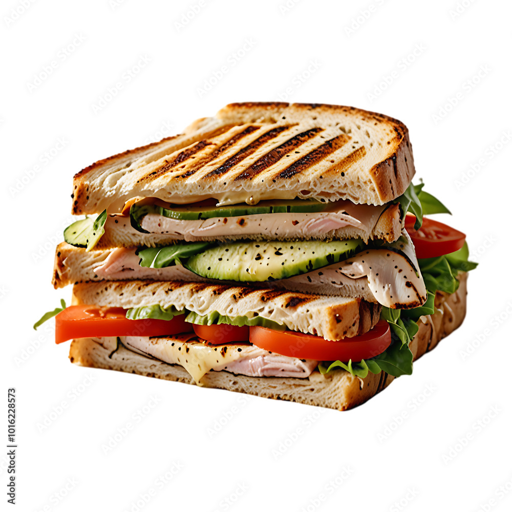 A Grilled Turkey Panini Isolated on a transparent background. Ai generative A Grilled Turkey Panini Isolated on a transparent background. Ai generative