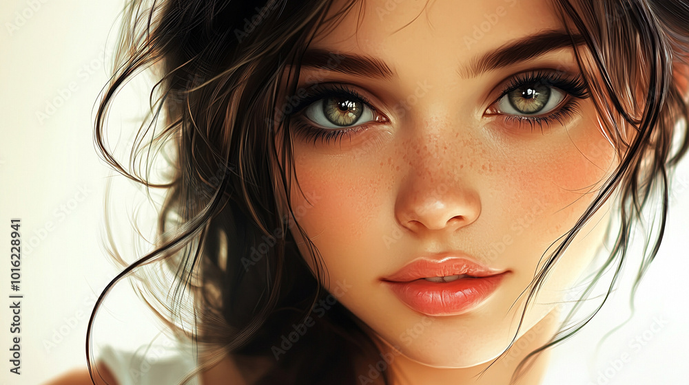 stunning female face on a banner, showcasing delicate features and captivating beauty. The image highlights femininity, elegance, and confidence, symbolizing allure and empowerment stunning female face on a banner, showcasing delicate features and captivating beauty. The image highlights femininity, elegance, and confidence, symbolizing allure and empowerment