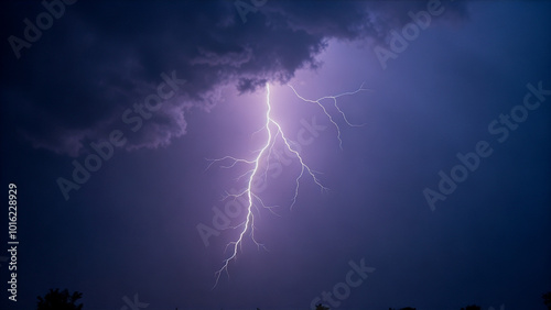 Bolt of lightning strikes the sky