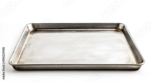 Baking Sheet. Empty Metal Kitchen Tool Isolated on White Background