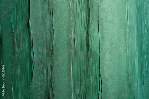 Close-up of green paint texture with visible brush strokes and varying shades creating a textured abstract pattern.