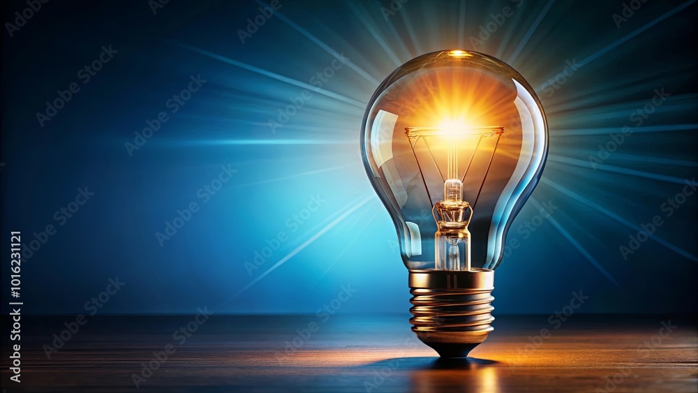 A radiant light bulb, aglow with brilliance, sits on a wooden surface, casting a warm glow against a backdrop of cool blue hues, representing a spark of inspiration and the power of innovation. A radiant light bulb, aglow with brilliance, sits on a wooden surface, casting a warm glow against a backdrop of cool blue hues, representing a spark of inspiration and the power of innovation.