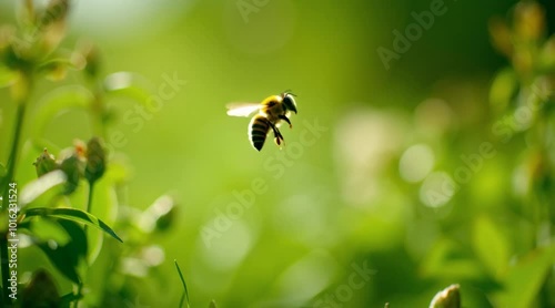 Close-up of a bee flying
