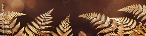 fern leaf close-up golden fern leaf plants in the forest autumn leaves in background
