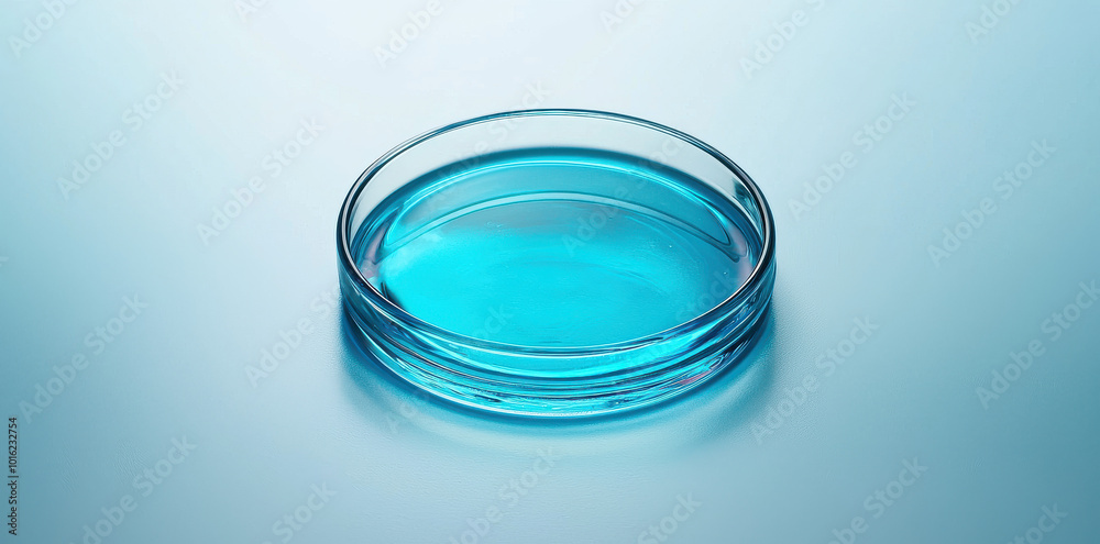 A petri dish filled with tranquil blue liquid under gentle lighting, representing science, research, and the serene nature of laboratory settings. A petri dish filled with tranquil blue liquid under gentle lighting, representing science, research, and the serene nature of laboratory settings.