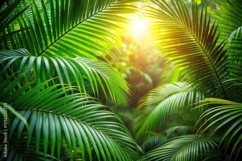Green tropical palm leaves background Green tropical palm leaves background