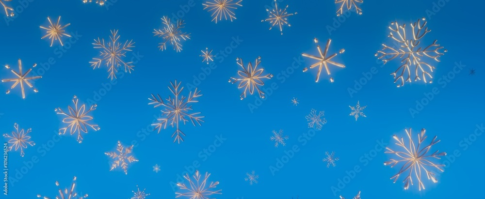 Falling Snowflakes on a Blue Sky Falling Snowflakes on a Blue Sky