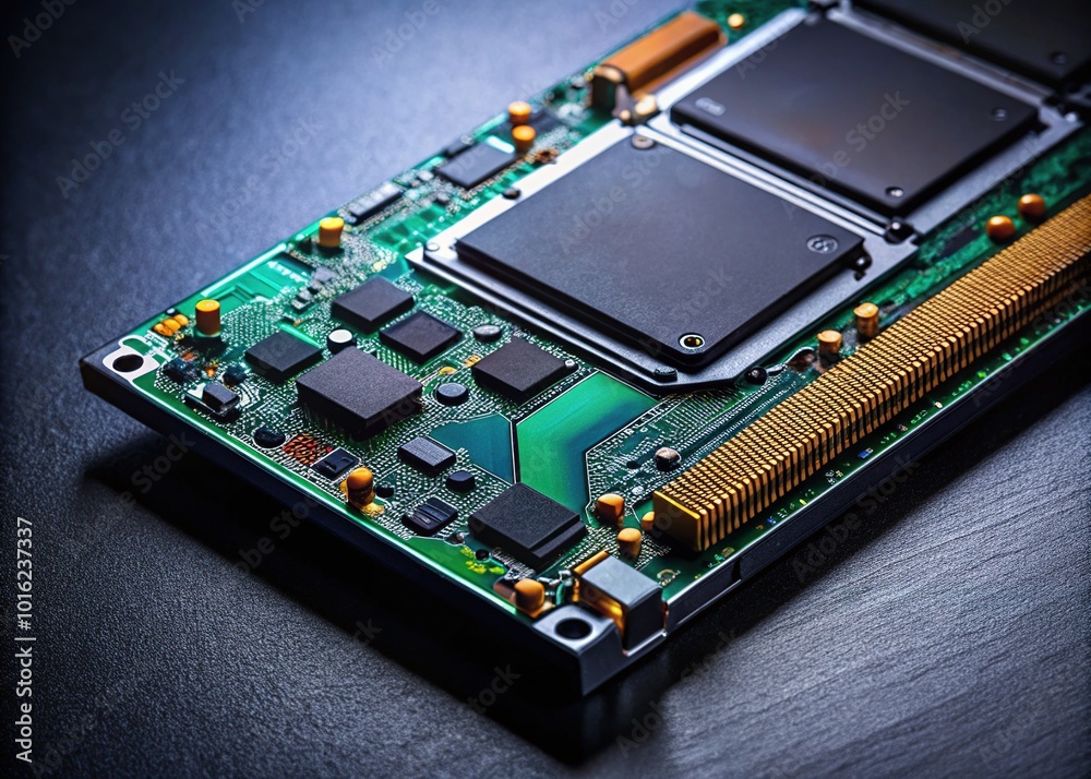 High-Speed SSD M.2 on Motherboard with Copy Space for Tech Illustrations High-Speed SSD M.2 on Motherboard with Copy Space for Tech Illustrations