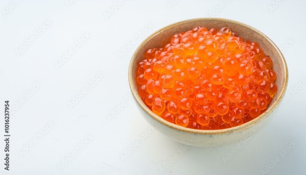 Salmon roe Japanese red caviar with bowl white background . ai generated Salmon roe Japanese red caviar with bowl white background . ai generated