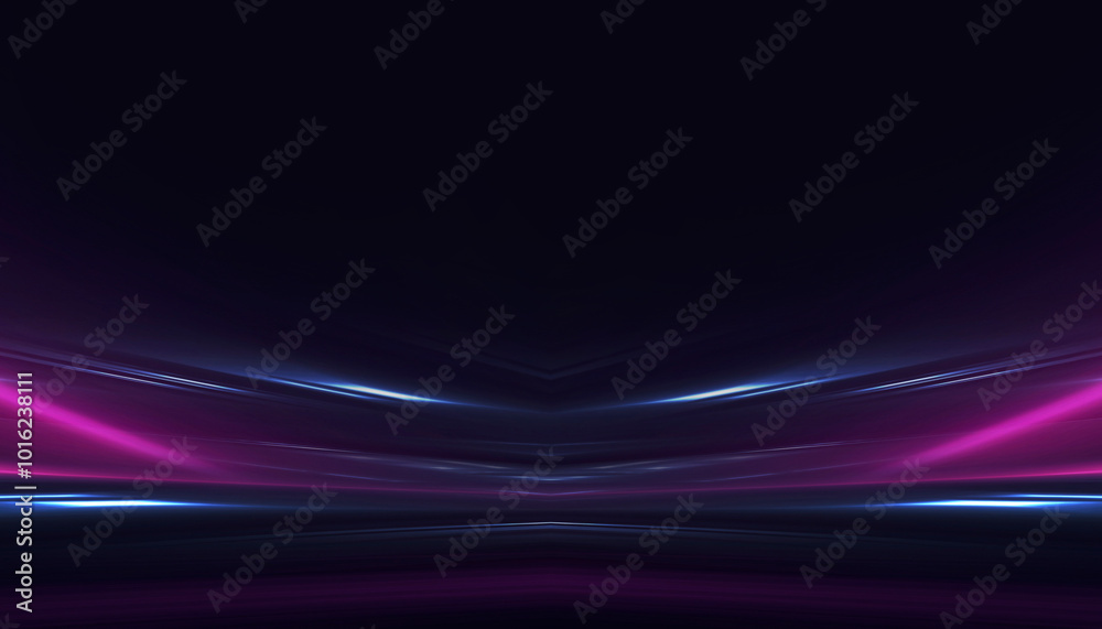 Abstract neon background with rays and spotlights.