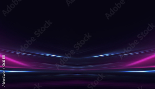 Abstract neon background with rays and spotlights.