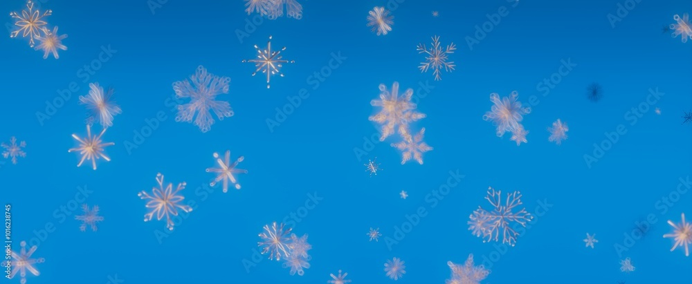 Falling Snowflakes on a Blue Background