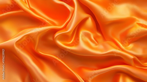 Soft orange silk fabric backdrop with flowing waves and subtle gold patterns, ideal for luxurious textile design inspiration