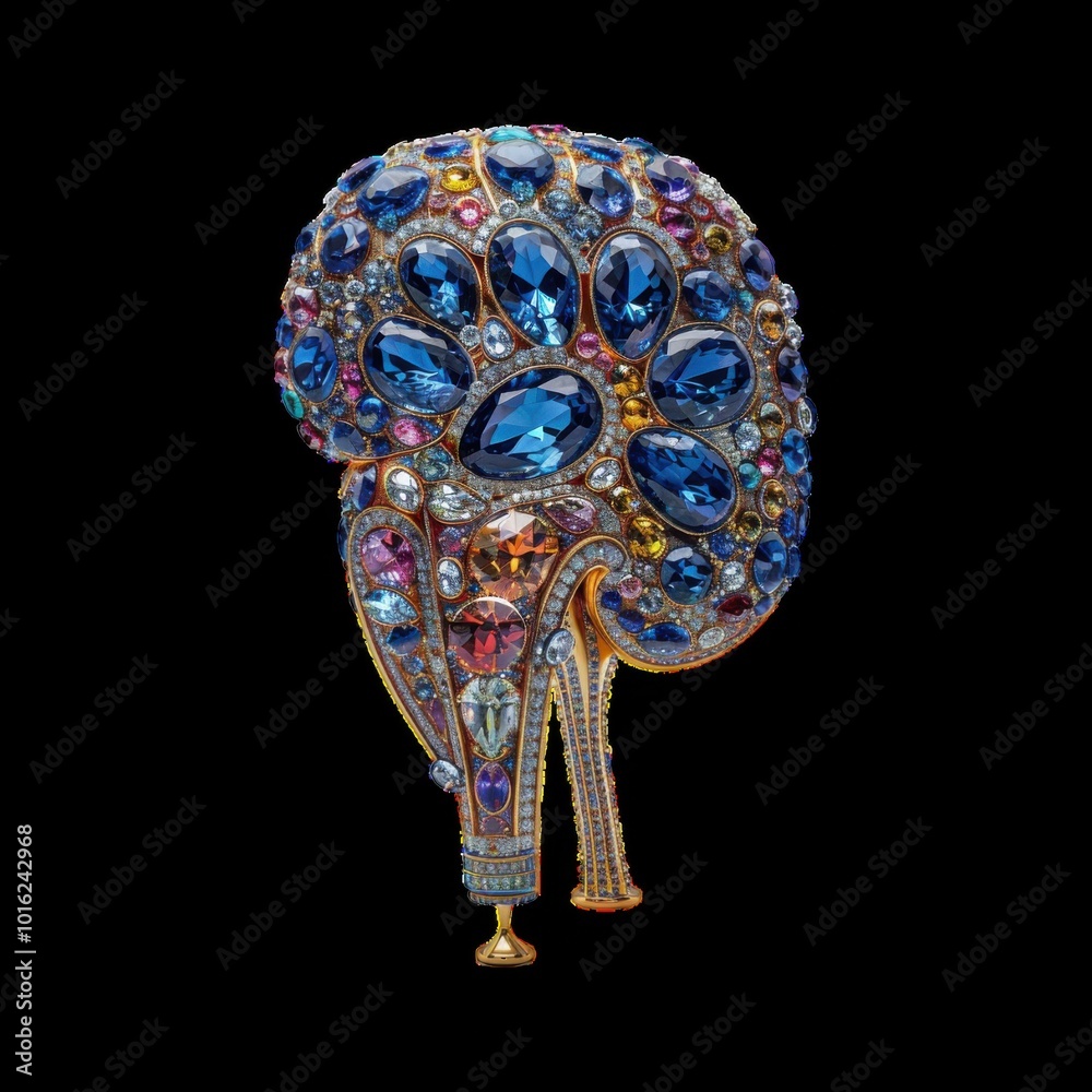 Naklejka premium Colorful gem-studded elephant sculpture