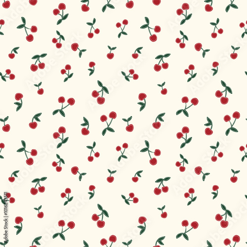 red cherry seamless pattern. wrapping paper, wallpapers, backgrounds
