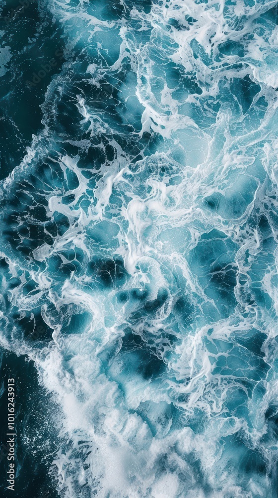 Fototapeta premium The waves in an ocean water foam outdoors.