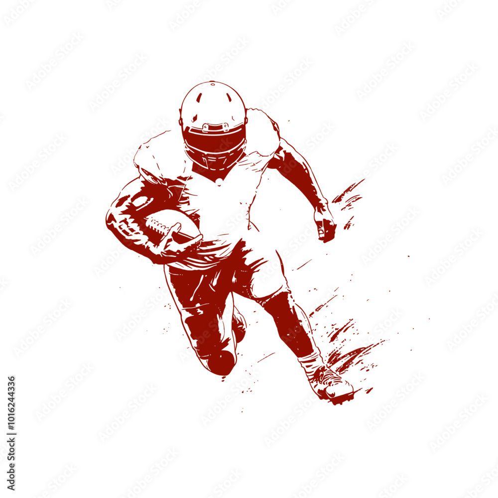 American football player. Vector illustration. In hand drawn style