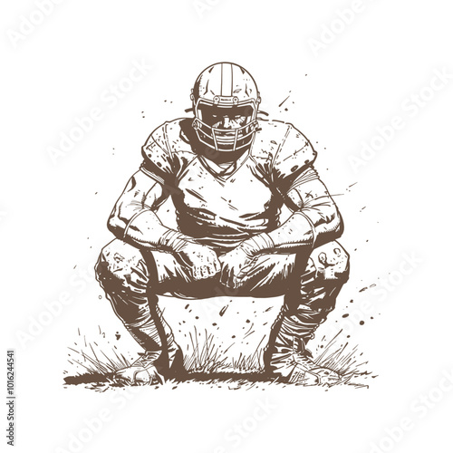 American football player. Vector illustration. In hand drawn style