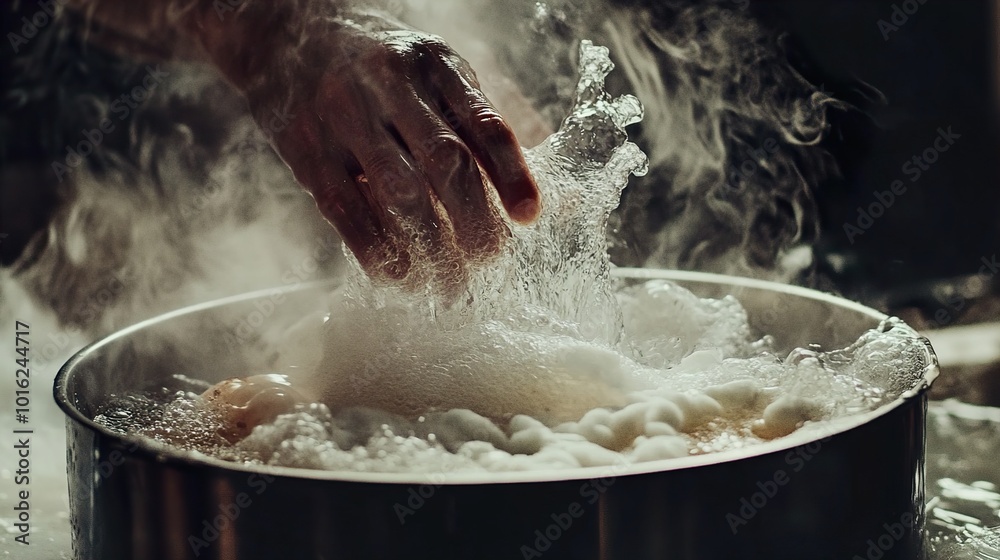 Close Up of Boiling Water in a Pot with Steam Close Up of Boiling Water in a Pot with Steam