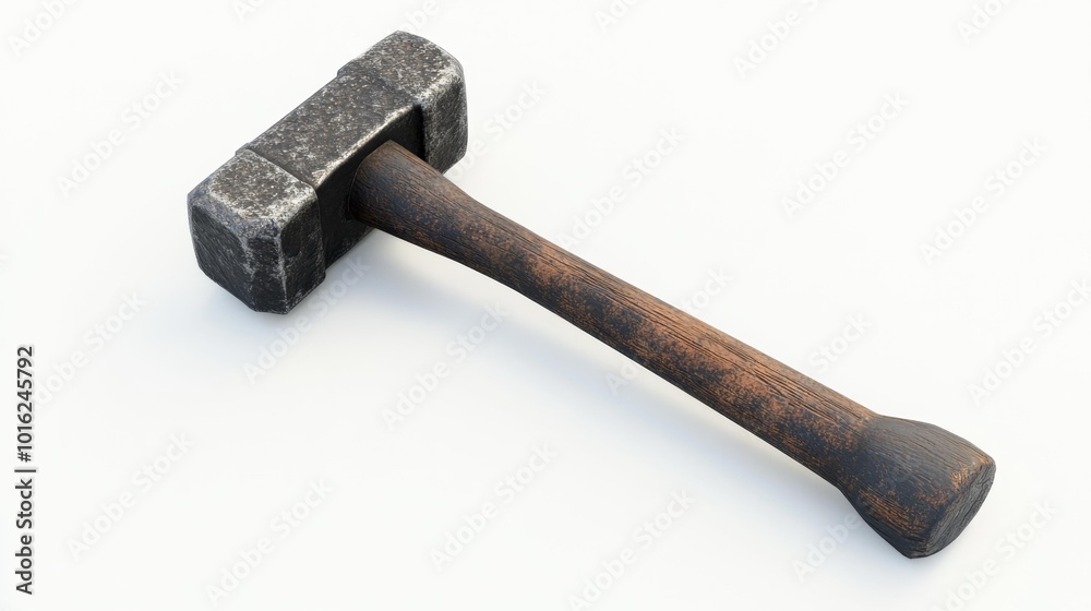 Realistic hammer on a white background with wooden handle and metal head isolated tool. Generative AI Realistic hammer on a white background with wooden handle and metal head isolated tool. Generative AI