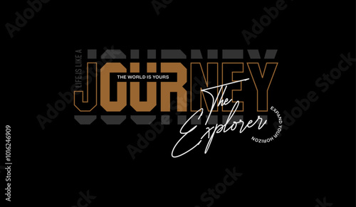 The Explorer, journey, abstract typography motivational quotes modern design slogan. Vector illustration graphics print t shirt, apparel, background, poster, banner, postcard or social media content.
