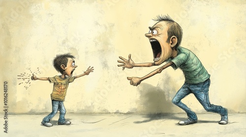 A dynamic and emotional illustration showcasing an argument between two animated characters in a striking style. photo