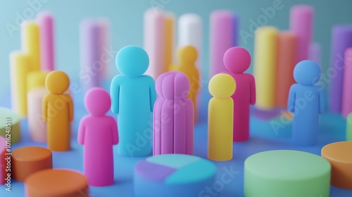 Use colorful 3D characters and charts to show people discussing ideas in an engaging way. Perfect for marketing!