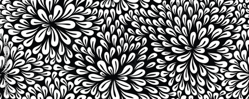 Abstract black shape leaves vector seamless pattern. floral texture background.