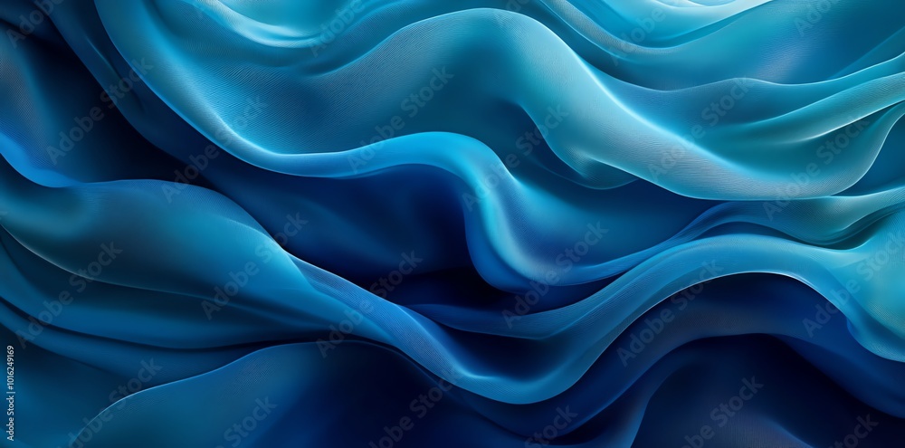 Fototapeta premium Abstract background of blue flowing fabric.