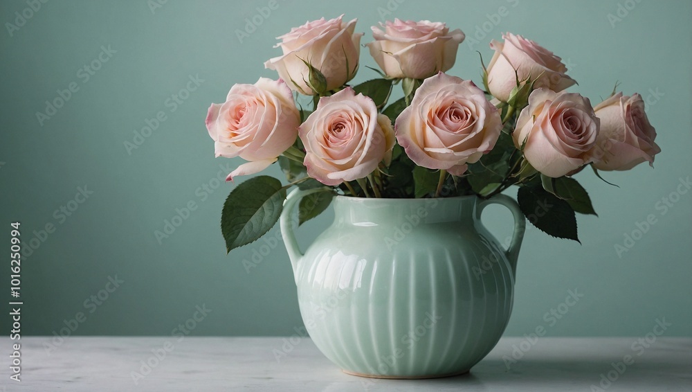 bouquet of pink roses in vase