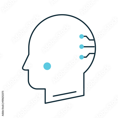 AI Enhanced Human Intelligence System Vector Icon Design, cognitive enhancement, future tech, AI head