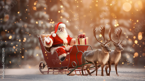 Santa Claus sitting on sleigh