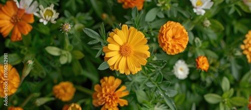 Close Up of Marigold Flower in Garden