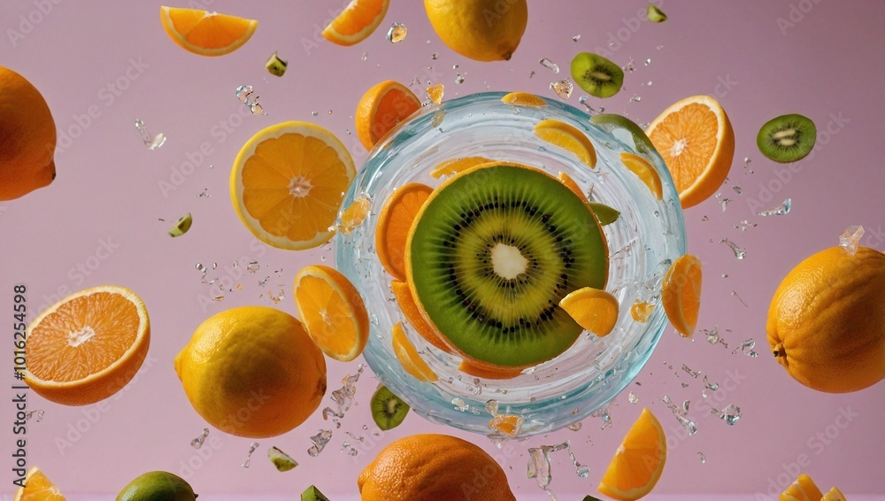 fruit in water splash