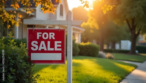 Home house for sale real estate property sign representing mortgages and moving photo