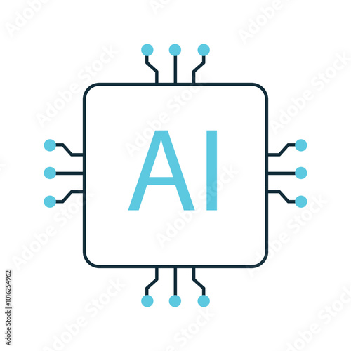 AI Computing Processor Chip Vector Icon Design, AI technology, chip design, advanced systems