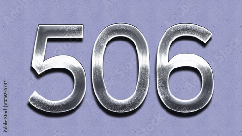 3D Chrome number design of 506 on purple wall.