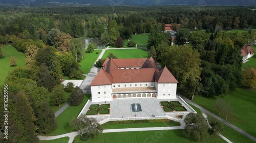 Wallpaper Mural Aerial footage of beautiful castle at Brdo estate, Slovenia  Torontodigital.ca