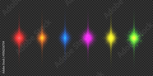 Set of multicolor light effects of lens flares