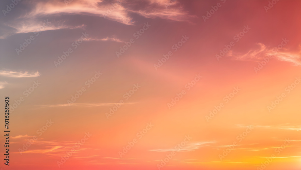 A serene sky during sunset with a gradient of warm colors and wispy clouds, creating a peaceful atmosphere A serene sky during sunset with a gradient of warm colors and wispy clouds, creating a peaceful atmosphere