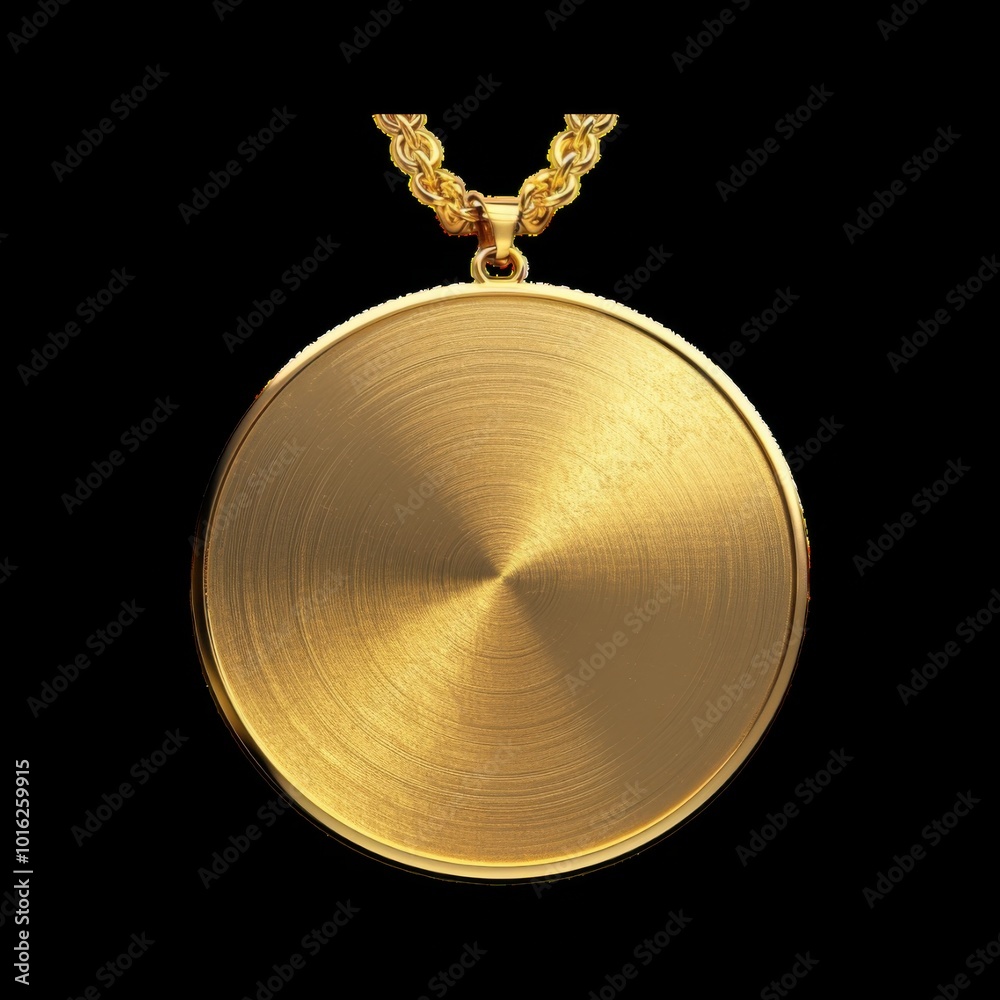 Elegant gold pendant on a chain against black background Elegant gold pendant on a chain against black background