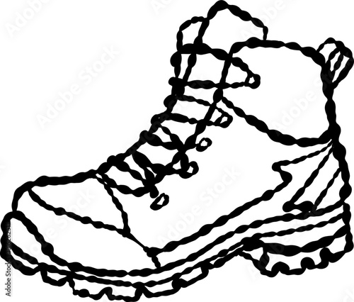 Hand Drawn Hiking Boot Travel Illustration