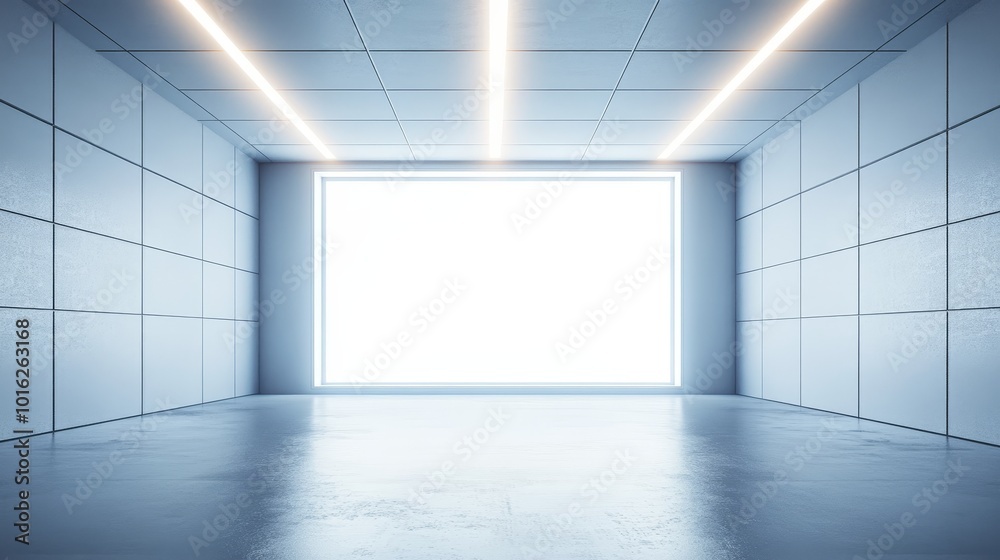 Bright and minimalist interior of an empty room with a large window during daylight hours Bright and minimalist interior of an empty room with a large window during daylight hours