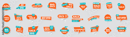 Sale promotion badges. Sale, discount, special offer, best price sticker tag collection