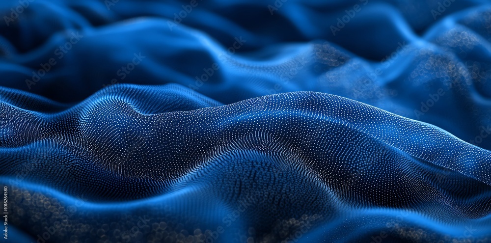 Abstract blue wavy surface with a subtle grid pattern, a modern and digital background. Abstract blue wavy surface with a subtle grid pattern, a modern and digital background.