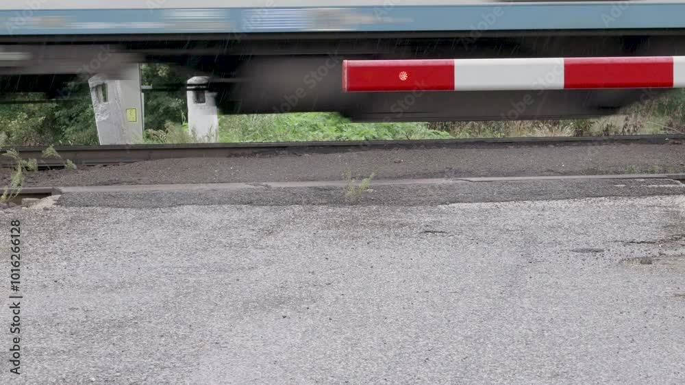 Train Passing at a Railway Crossing.