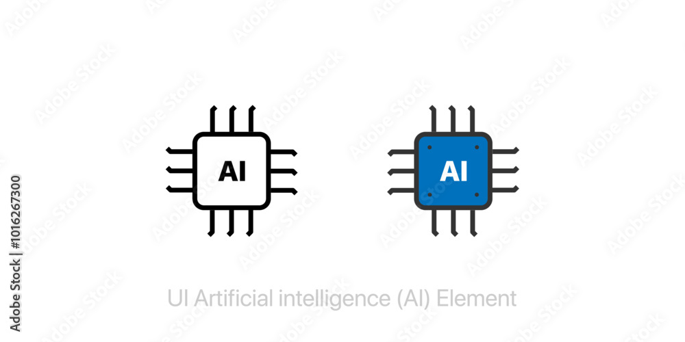 Artificial intelligence AI processor setting vector icon web site, logo, social media. vector Artificial intelligence AI processor setting vector icon web site, logo, social media. vector