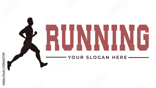 Running Man silhouette Logo, Marathon logo template, running club or sports club with slogan template