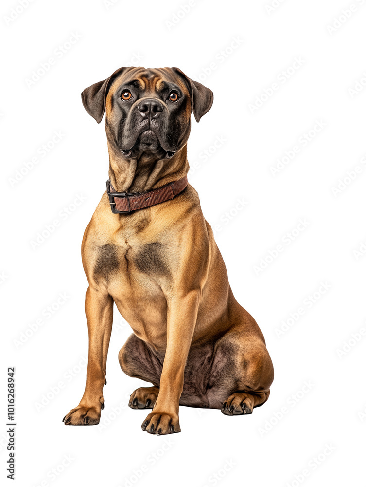 Obraz premium brown bullmastiff dog sitting isolated on transparent background